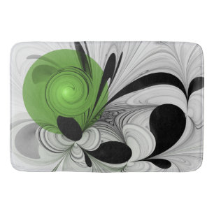 Abstract Zwart-wit met Groene Fractal Art Badmat