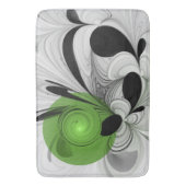 Abstract Zwart-wit met Groene Fractal Art Badmat (Voorkant Verticaal)