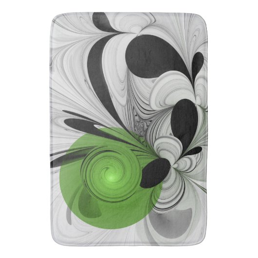 Abstract Zwart-wit met Groene Fractal Art Badmat (Voorkant Verticaal)