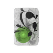 Abstract Zwart-wit met Groene Fractal Art Badmat (Voorkant Verticaal)