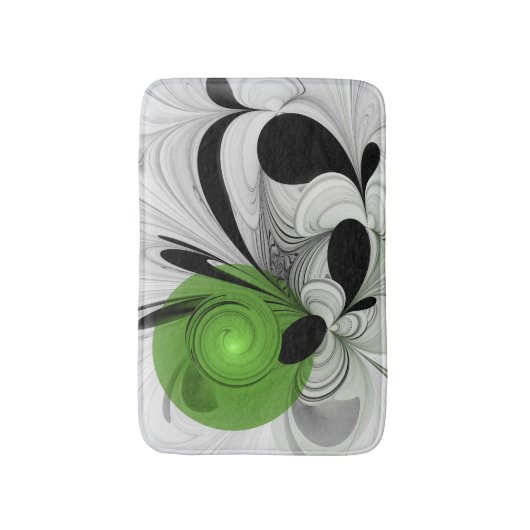 Abstract Zwart-wit met Groene Fractal Art Badmat (Voorkant Verticaal)