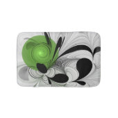 Abstract Zwart-wit met Groene Fractal Art Badmat (Voorkant)