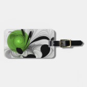 Abstract Zwart-wit met Groene Fractal Art Bagagelabel (Voorkant horizontaal)