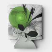 Abstract Zwart-wit met Groene Fractal Art Blikjeskoeler (Achterkant)