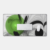 Abstract Zwart-wit met Groene Fractal Art Bureaumat (Keyboard & Muis)