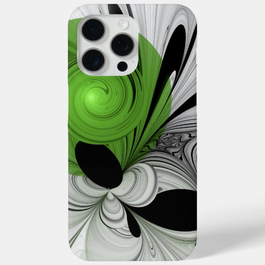Abstract Zwart-wit met Groene Fractal Art Case-Mate iPhone Case (Achterkant)