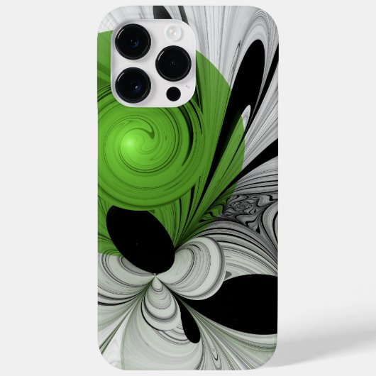 Abstract Zwart-wit met Groene Fractal Art Case-Mate iPhone Case (Achterkant)