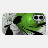 Abstract Zwart-wit met Groene Fractal Art Case-Mate iPhone Case (Achterkant (horizontaal))