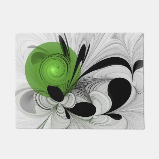 Abstract Zwart-wit met Groene Fractal Art Deurmat (Voorkant)