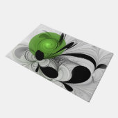 Abstract Zwart-wit met Groene Fractal Art Deurmat (Schuin)