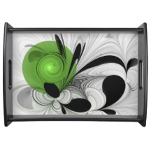 Abstract Zwart-wit met Groene Fractal Art
