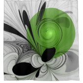 Abstract Zwart-wit met Groene Fractal Art Douchegordijn (Voorkant)