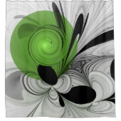 Abstract Zwart-wit met Groene Fractal Art Douchegordijn (Voorkant)