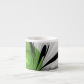 Abstract Zwart-wit met Groene Fractal Art Espresso Kop (Voorkant)