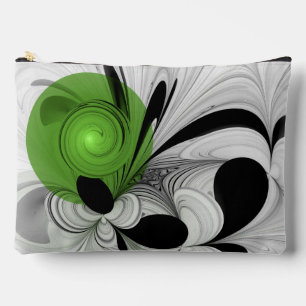 Abstract Zwart-wit met Groene Fractal Art Etui