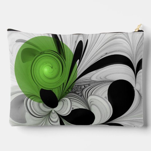 Abstract Zwart-wit met Groene Fractal Art Etui (Achterkant)