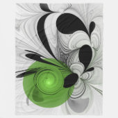Abstract Zwart-wit met Groene Fractal Art Fleece Deken (Voorkant)