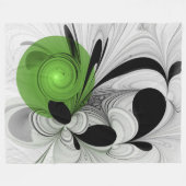 Abstract Zwart-wit met Groene Fractal Art Fleece Deken (Voorkant (Horizontaal))