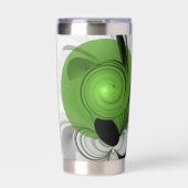 Abstract Zwart-wit met Groene Fractal Art Geïsoleerde Drinkbeker (Voorkant)