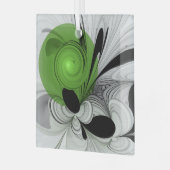 Abstract Zwart-wit met Groene Fractal Art Glas Ornament (Voorkant links)