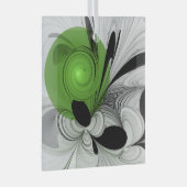 Abstract Zwart-wit met Groene Fractal Art Glas Ornament (Voorkant Rechts)