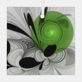 Abstract Zwart-wit met Groene Fractal Art Glas Ornament (Achterkant)