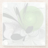 Abstract Zwart-wit met Groene Fractal Art Glazen Onderzetter (Achterkant)