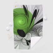 Abstract Zwart-wit met Groene Fractal Art Golfhanddoek (Insitu)