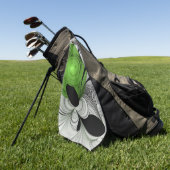Abstract Zwart-wit met Groene Fractal Art Golfhanddoek (Groen)