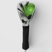 Abstract Zwart-wit met Groene Fractal Art Golfheadcover (Voorkant)