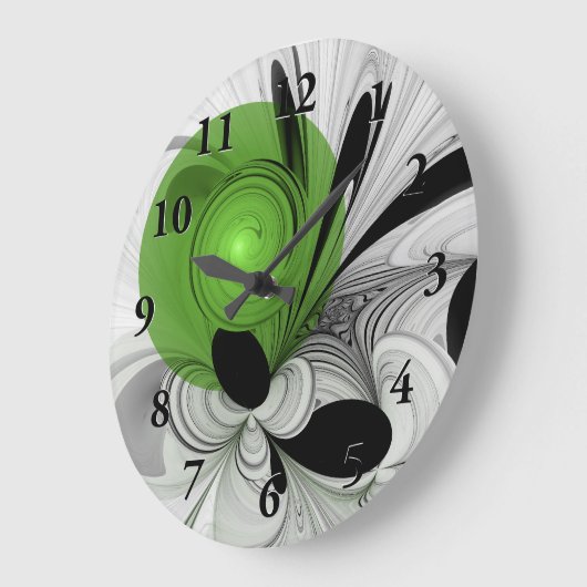 Abstract Zwart-wit met Groene Fractal Art Grote Klok (Hoek)
