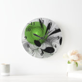 Abstract Zwart-wit met Groene Fractal Art Grote Klok (Huis)