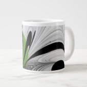 Abstract Zwart-wit met Groene Fractal Art Grote Koffiekop (Voorkant rechts)
