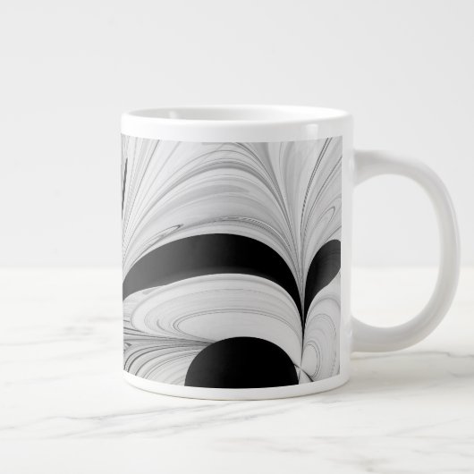 Abstract Zwart-wit met Groene Fractal Art Grote Koffiekop (Rechts)