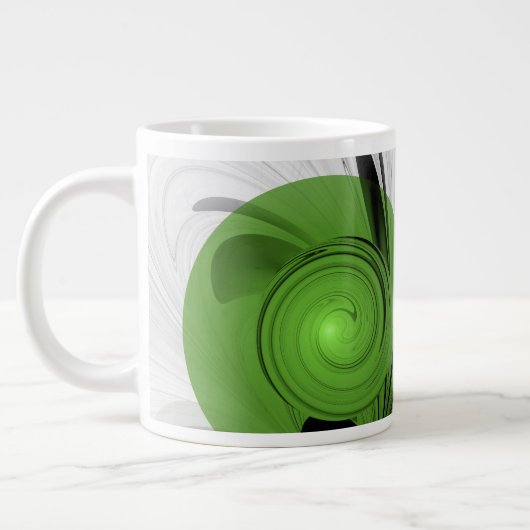Abstract Zwart-wit met Groene Fractal Art Grote Koffiekop (Links)