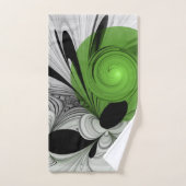 Abstract Zwart-wit met Groene Fractal Art Handdoek (Handdoek)