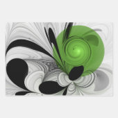 Abstract Zwart-wit met Groene Fractal Art Inpakpapier Vel (Voorkant)