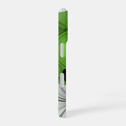 Abstract Zwart-wit met Groene Fractal Art iPhone 16 Hoesje (Rechterkant)