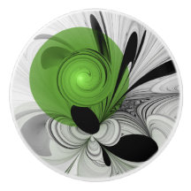 Abstract Zwart-wit met Groene Fractal Art