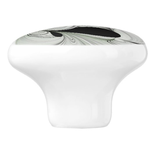 Abstract Zwart-wit met Groene Fractal Art Keramische Knop (Zijkant)