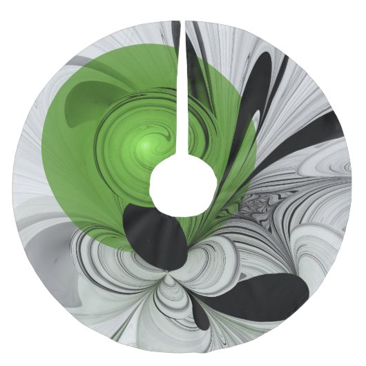 Abstract Zwart-wit met Groene Fractal Art Kerstboom Rok (Voorkant)