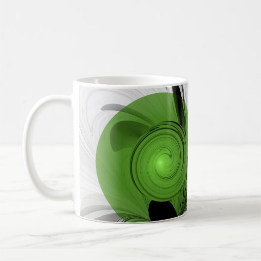 Abstract Zwart-wit met Groene Fractal Art Koffiemok (Links)