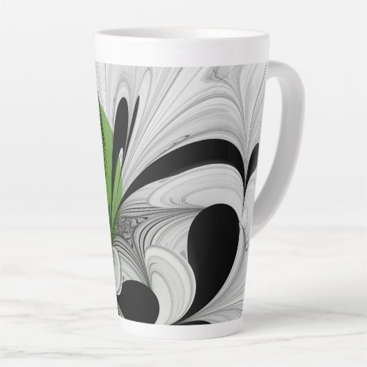 Abstract Zwart-wit met Groene Fractal Art Latte Mok (Rechterhoek)