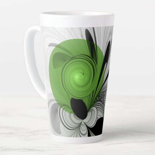 Abstract Zwart-wit met Groene Fractal Art Latte Mok (Linkerhoek)