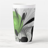 Abstract Zwart-wit met Groene Fractal Art Latte Mok (Voorkant)