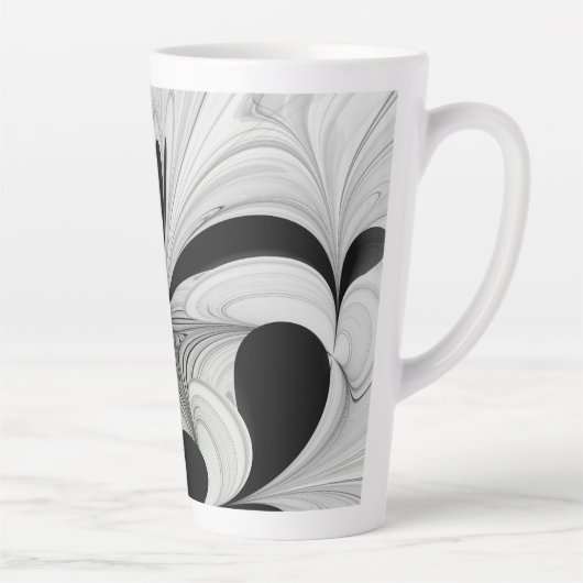 Abstract Zwart-wit met Groene Fractal Art Latte Mok (Rechts)