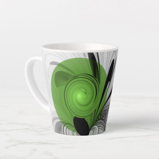 Abstract Zwart-wit met Groene Fractal Art Latte Mok (Linkerhoek)