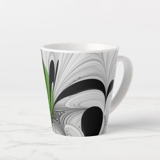 Abstract Zwart-wit met Groene Fractal Art Latte Mok (Rechterhoek)