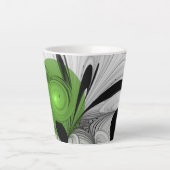Abstract Zwart-wit met Groene Fractal Art Latte Mok (Voorkant)