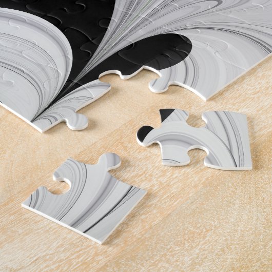 Abstract Zwart-wit met Groene Fractal Art Legpuzzel (Zijkant)